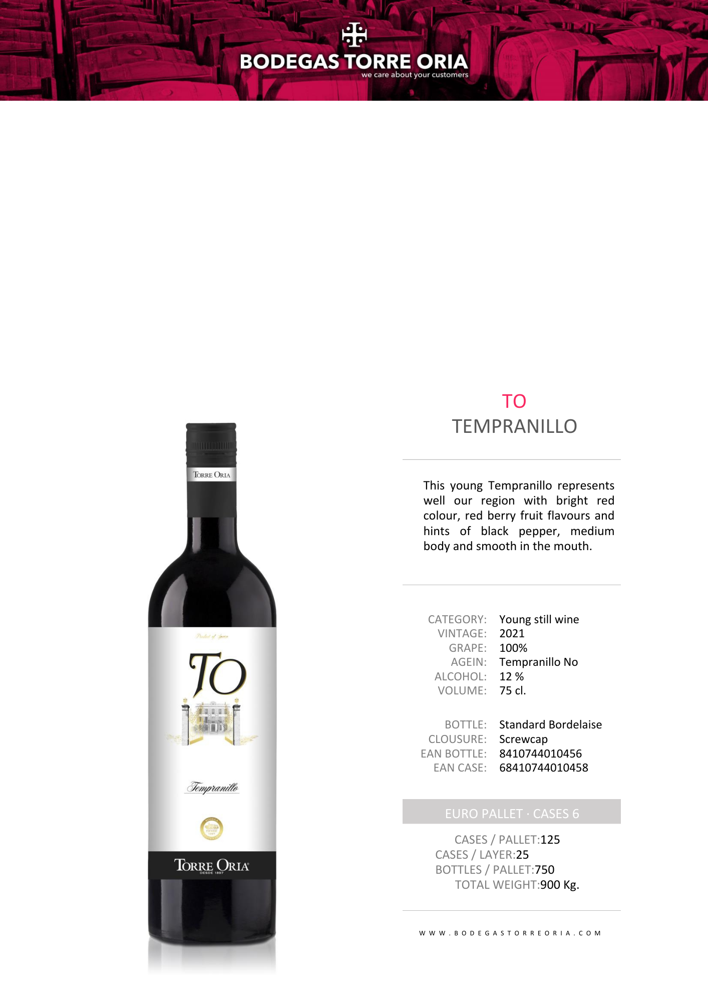 Torre Oria To Tempranillo 2022