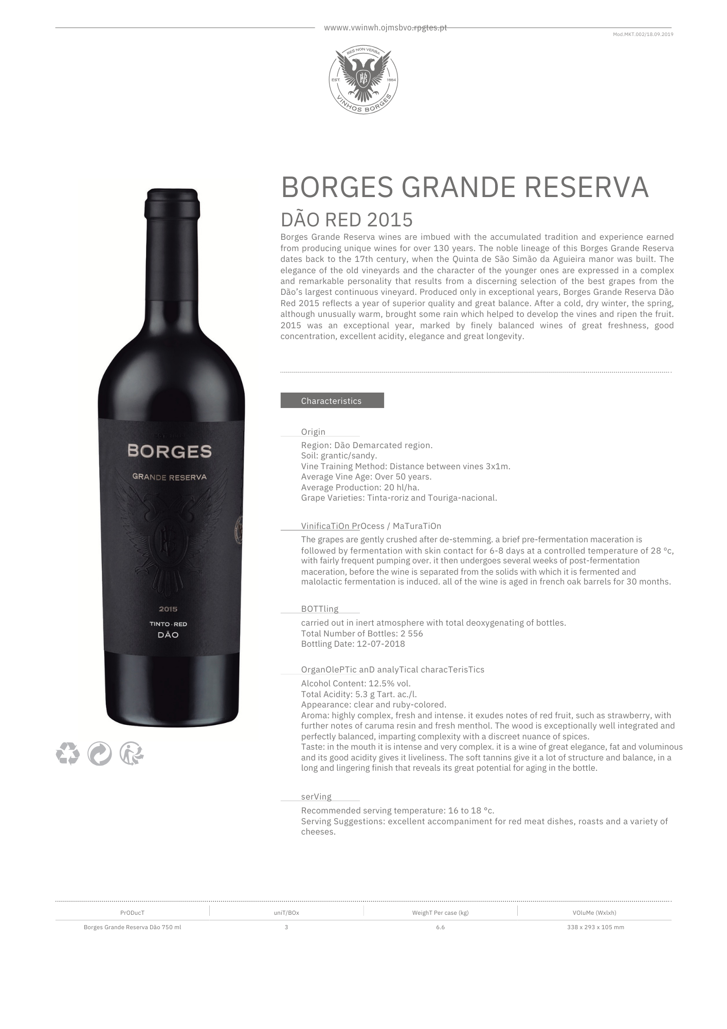 BORGES GRANDE RESERVA DÃO RED 2015