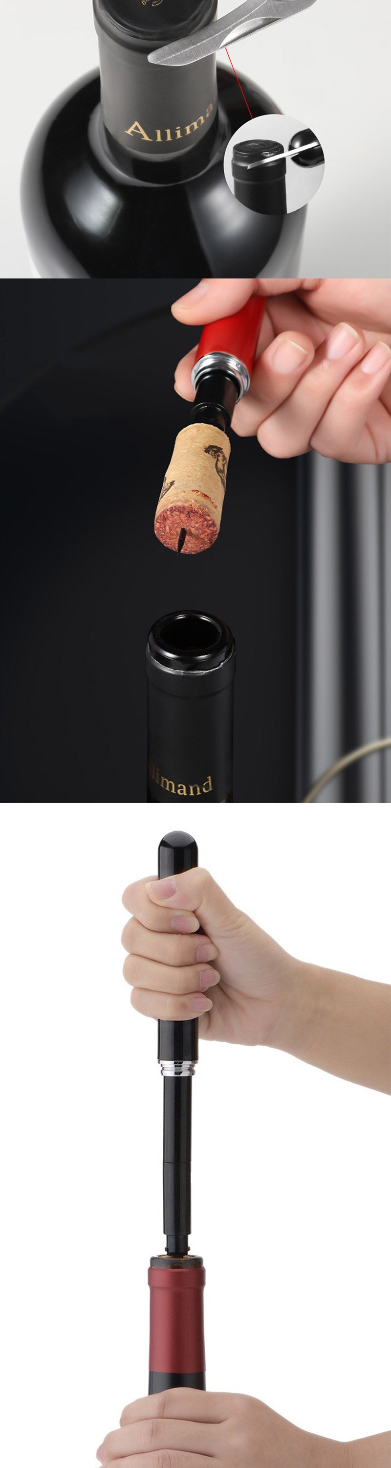 Flösku oppnari, pumpa blá fyrir korktappa