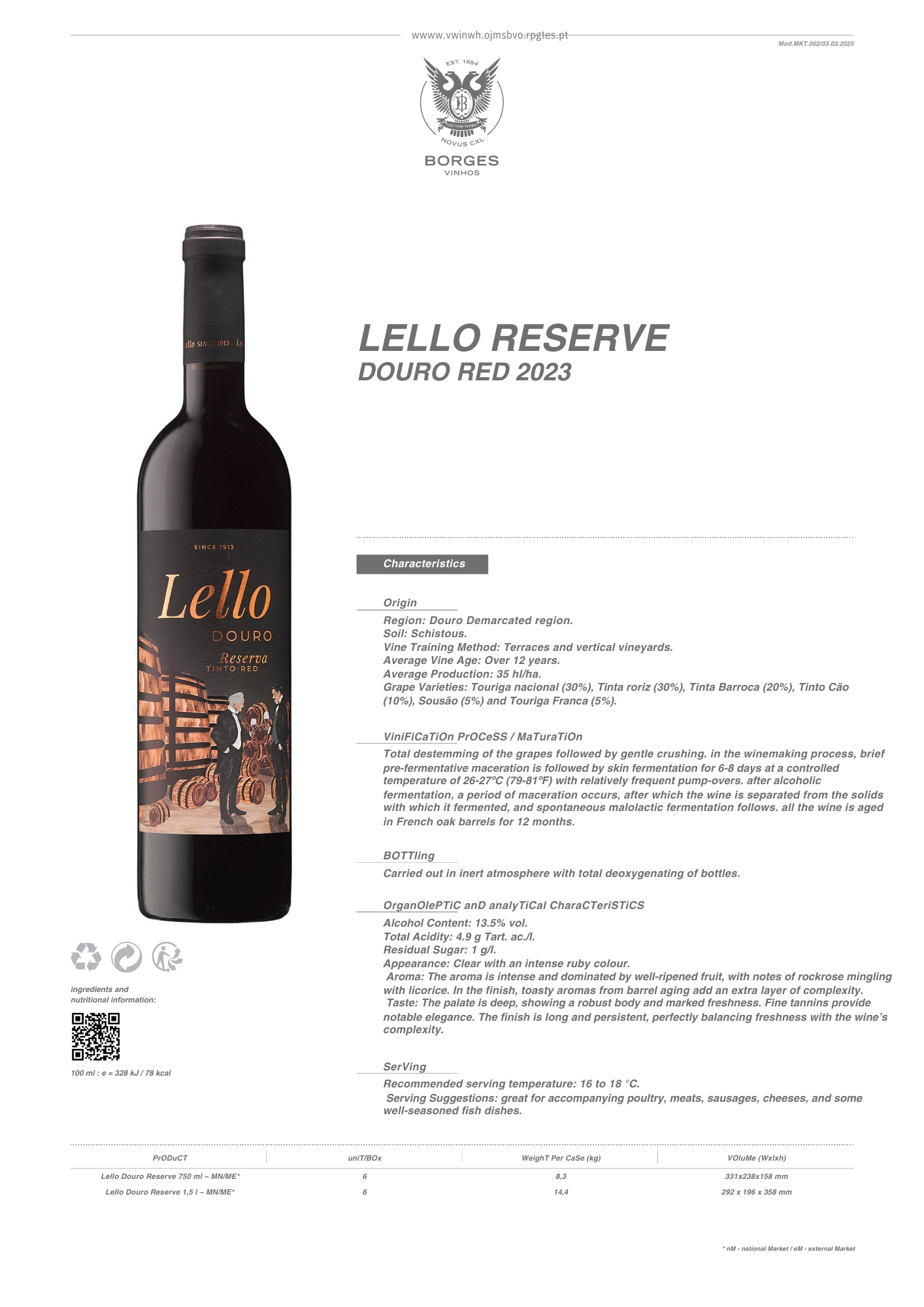 Borges LELLO RESERVE RED 2023