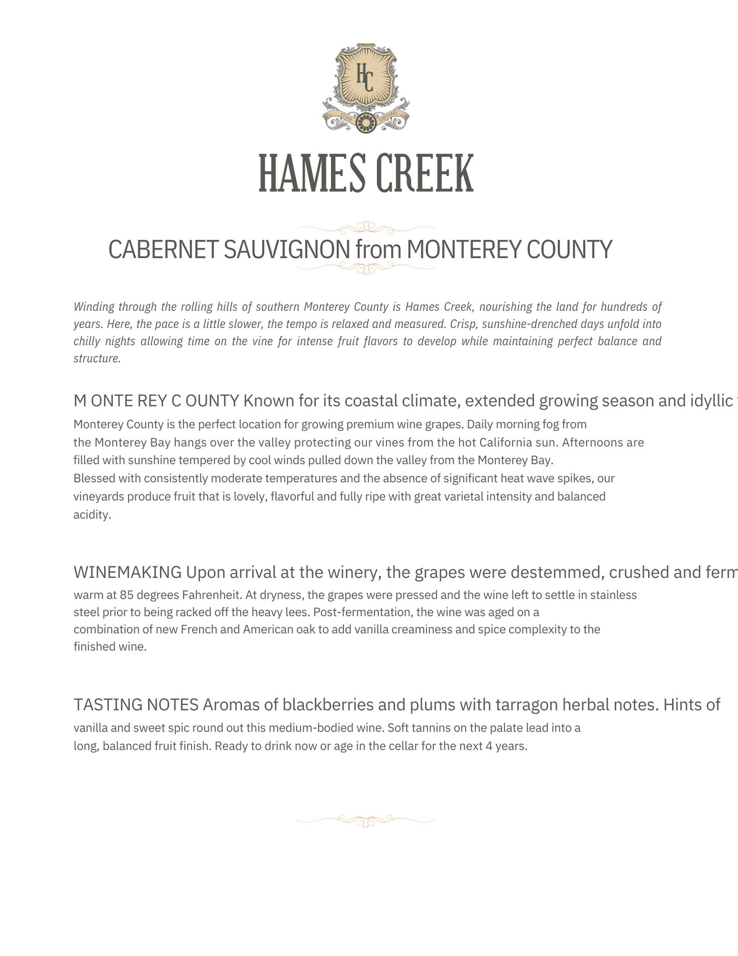 Scheid Family Wines Hames Creek Cabernet 2016