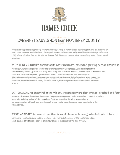 Scheid Family Wines Hames Creek Cabernet 2016