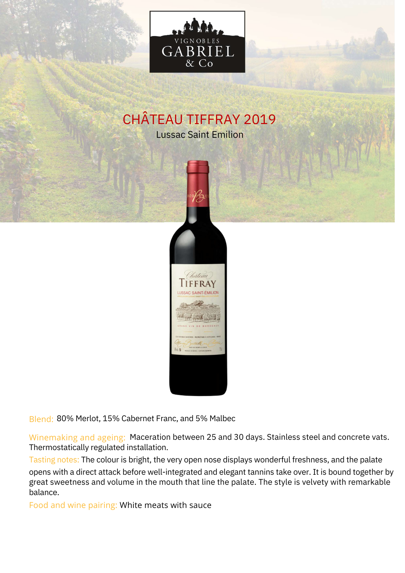 Chateau Tiffray Lussac-Saint-Émilion 2019