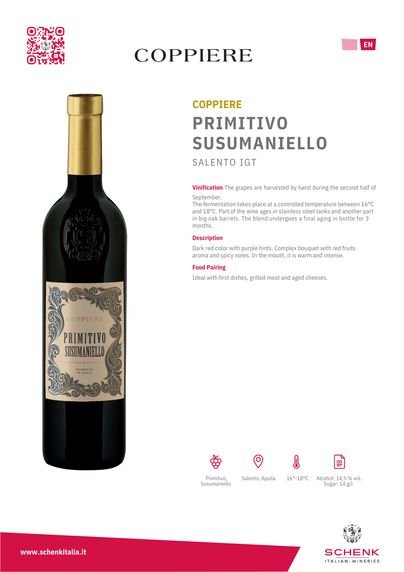 Coppiere Primitivo/Susumaniello Salento IGT 2023