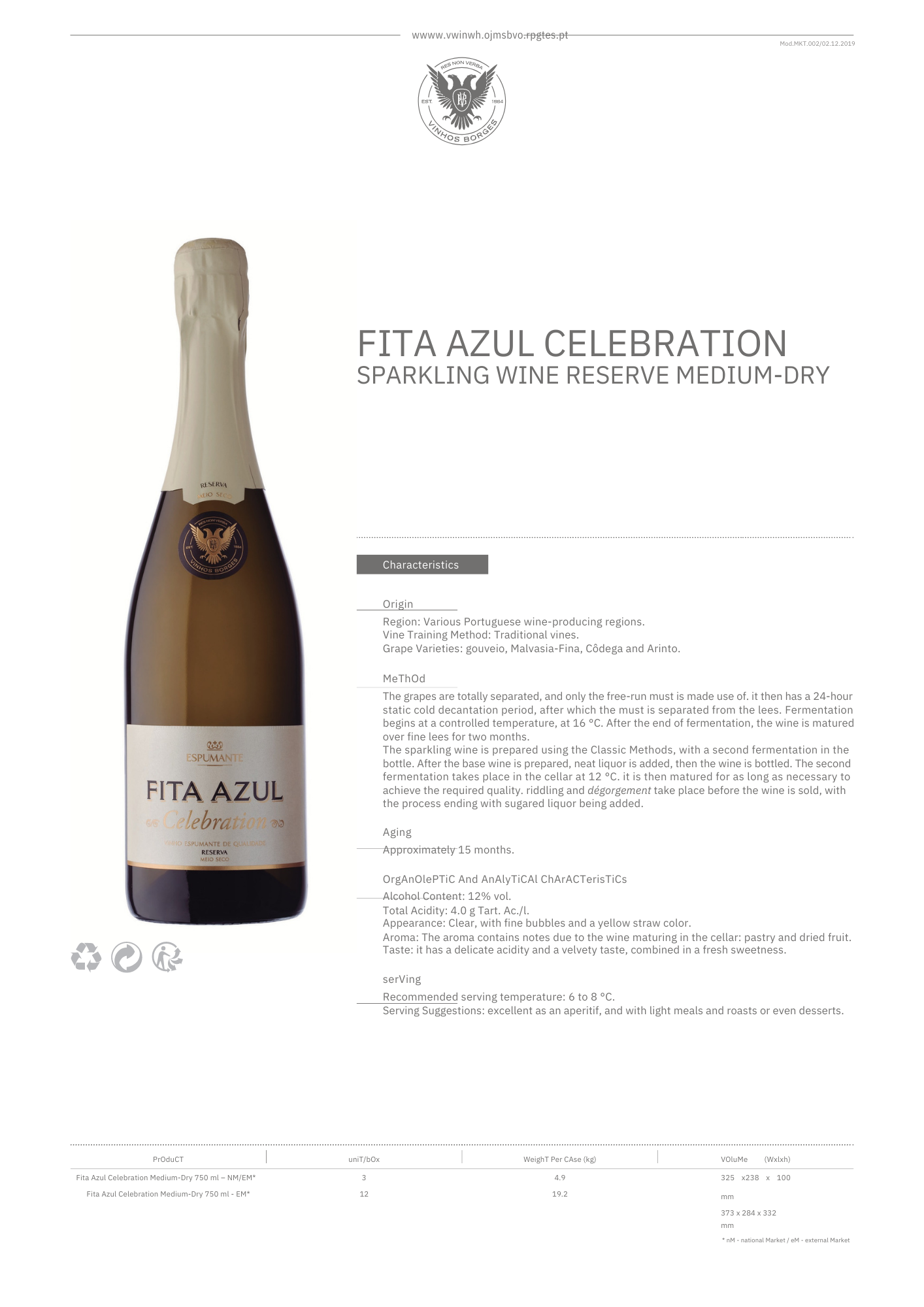 FITA AZUL CELEBRATION SPARKLING WINE RESERVE MEDIUM-DRY
