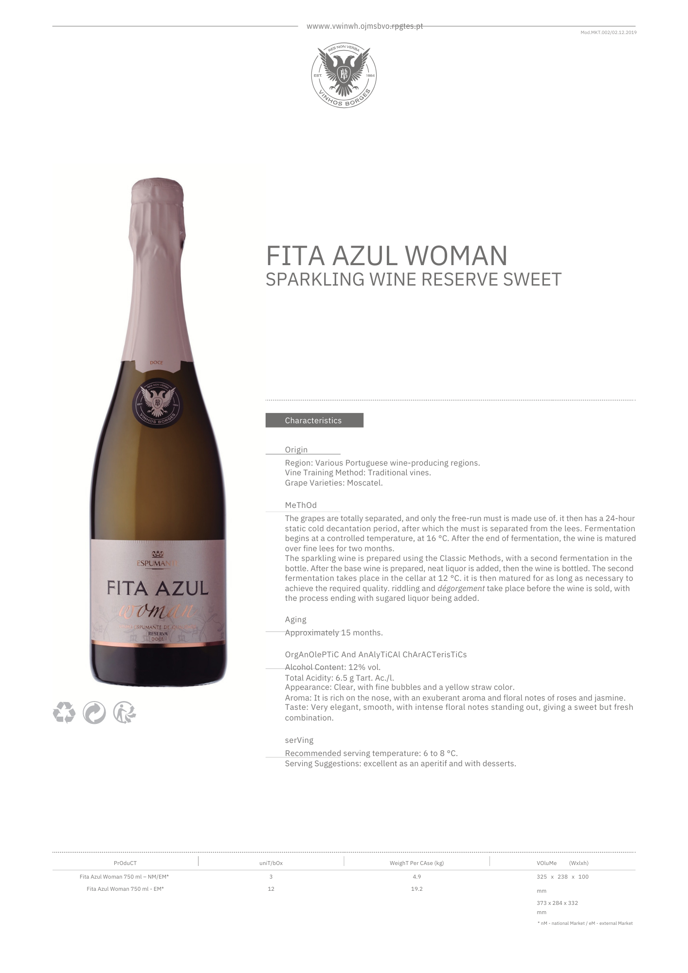 FITA AZUL WOMAN SPARKLING WINE RESERVE SWEET