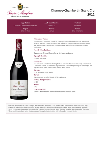 Prosper Maufoux Charmes-Chambertin Grand Cru 2011