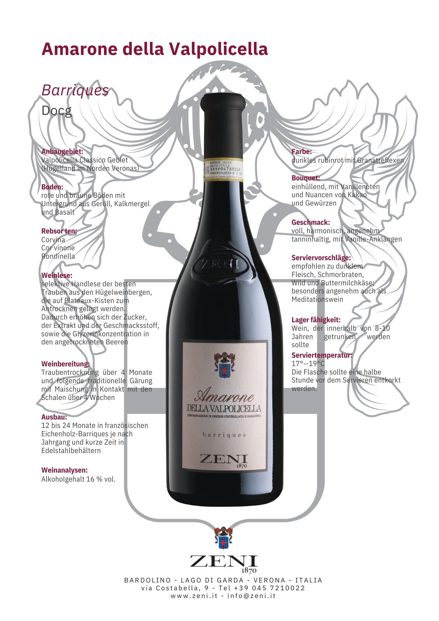 Zeni Amarone della Valpolicella Classico Barriques 2017 (16%)